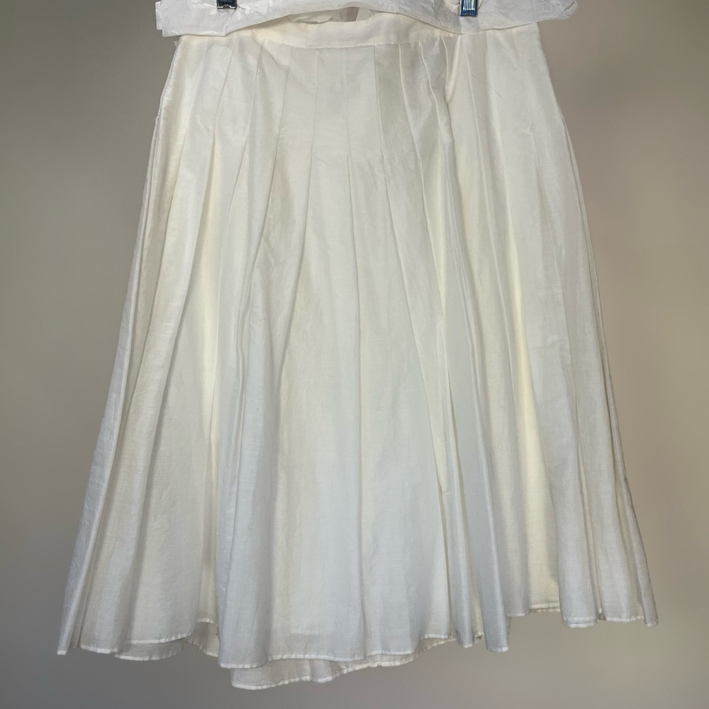 Theory Angelina White Cotton Lawn Pleated Midi Skirt NWT Summer Classic Size 0